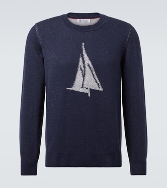 Intarsia cotton sweater | Brunello Cucinelli