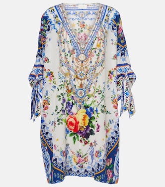 Cafetan imprimé en crêpe de soie à ornements | Camilla