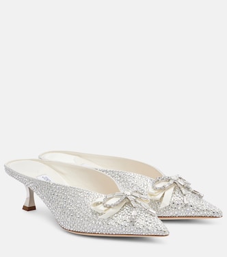 Auria 50 crystal-embellished satin mules | Jimmy Choo
