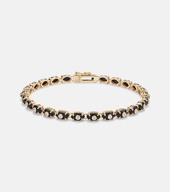 Tiny Carved Stone 14kt gold bracelet with onyx and diamonds | Sydney Evan