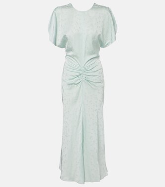 Gathered jacquard midi dress | Victoria Beckham
