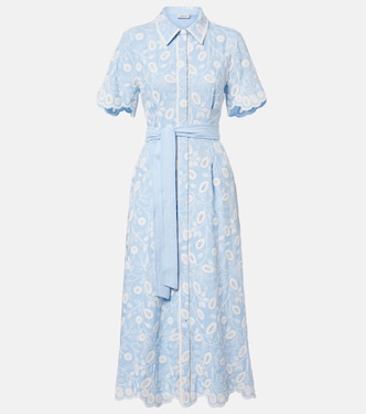 Audria embroidered linen-blend midi dress | Simkhai