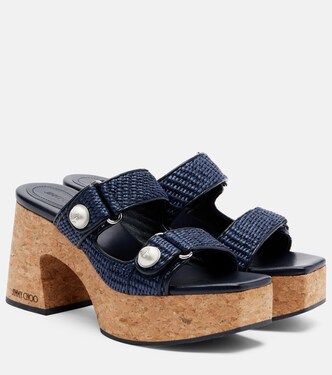 Fayence raffia-effect platform sandals | Jimmy Choo