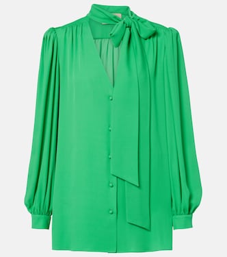 Tie-neck silk georgette blouse | Valentino