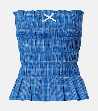 Leya gathered plaid cotton top | Faithfull