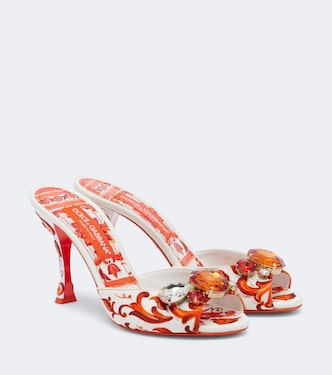 Pantoletten Majolica aus Brokat mit Kristallen | Dolce&Gabbana