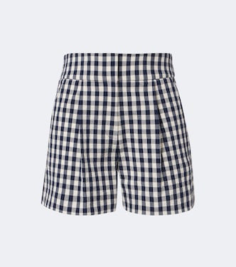 Haina gingham pleated cotton shorts  | Veronica Beard