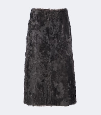 Shearling midi skirt | Yves Salomon