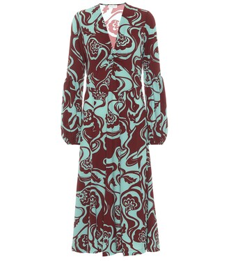 Robe midi en crêpe à fleurs | Dries Van Noten