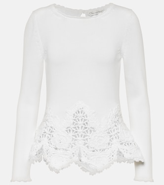 Lace-trimmed cotton sweater | Oscar de la Renta