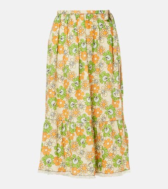 Floral linen midi skirt | Marni