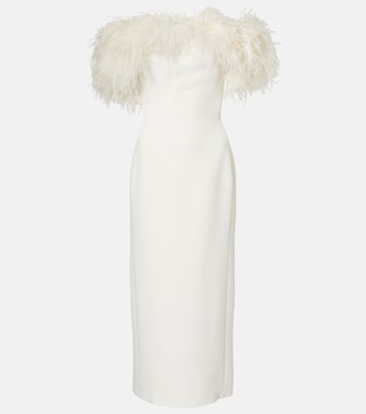 Bridal feather-trimmed midi dress | David Koma