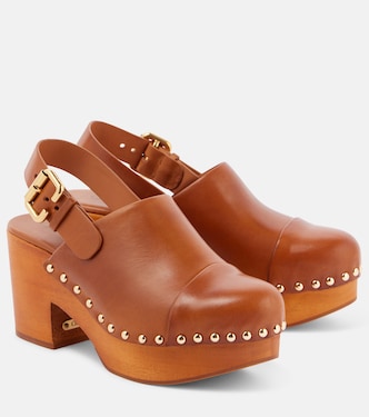 Jeannette leather wedge clogs | Chloé