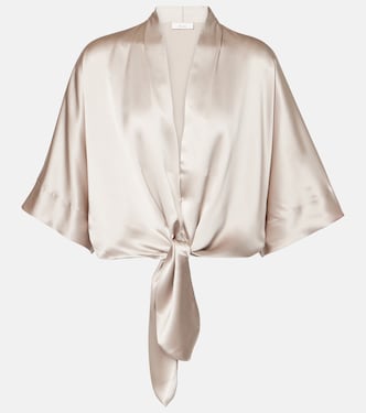 Gathered silk satin blouse | The Sei