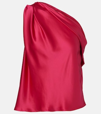 One-shoulder draped silk satin top | The Sei