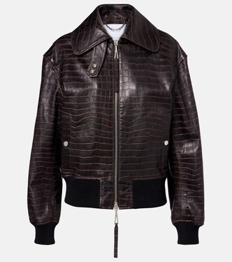 Croc-effect leather blouson jacket | Rabanne