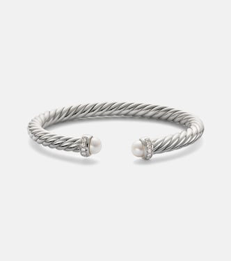 Cable Flex® sterling silver bracelet with diamonds and pearls | David Yurman