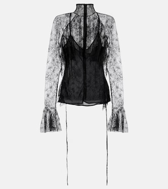 Ruffled sheer lace blouse | Blumarine