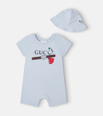 x Mr. Men Baby playsuit and hat set | Gucci Kids