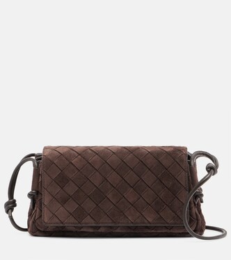 Notturno Intrecciato suede crossbody bag | Bottega Veneta