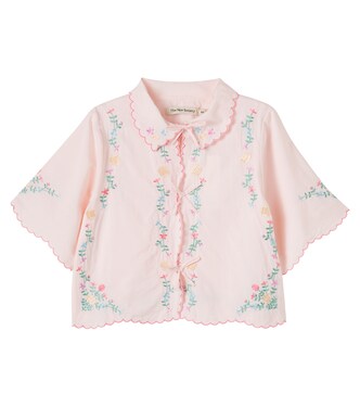 Orchid floral embroidered cotton blouse | The New Society