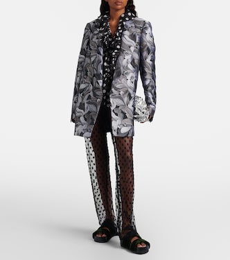 DRIES VAN NOTEN 08s- ボタニカル柄レギンス BLK/M Polka-dot mesh slim pants in black - Dries Van Noten | Mytheresa