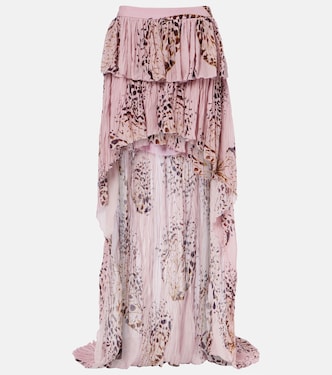 Printed asymmetric georgette maxi skirt | Blumarine