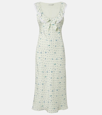 Robe midi en soie à imprimé floral et finitions en dentelle | Alessandra Rich