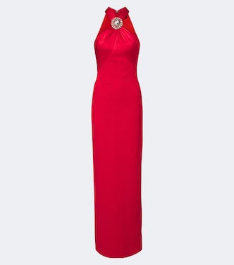 Embellished halterneck satin-trimmed gown | David Koma