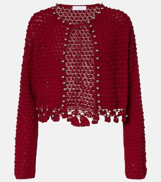 Cardigan in cotone crochet con borchie | Rabanne