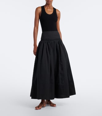 Cotton-blend maxi skirt in black - Alaia | Mytheresa