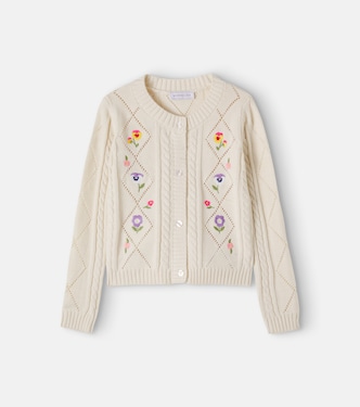 Floral cotton and wool cardigan | Monnalisa