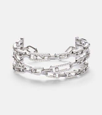 Move Link 18kt white gold bracelet with diamonds | Messika