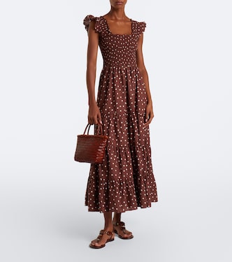 rixo brown polka dot dress Rixo Cely polka-dot lace-trim Mini Dress | Brown