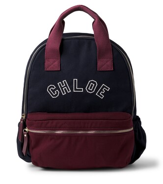 Logo leather-trimmed backpack | Chloé Kids