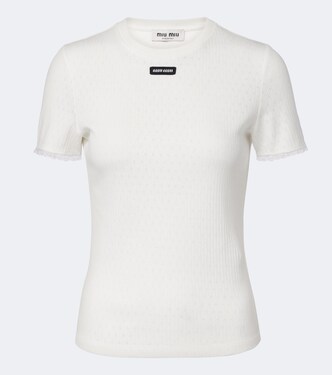Pointelle cotton T-shirt | Miu Miu