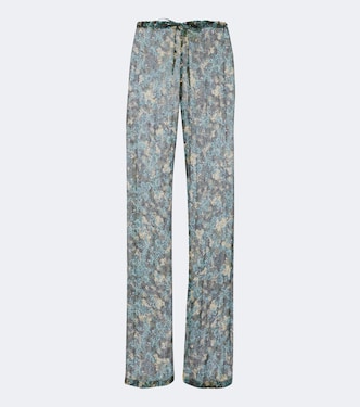 Semi-sheer floral wide-leg pants | Dries Van Noten
