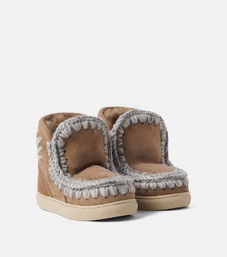 Embroidered shearling-lined suede boots | Mou Kids