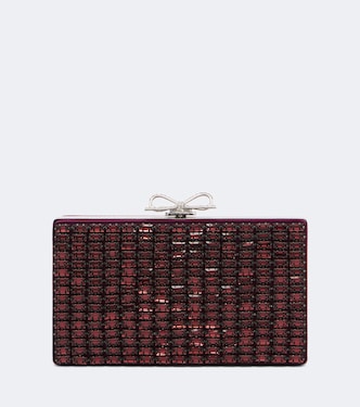 Verzierte Clutch aus Chainmail mit Kristallen | Self-Portrait
