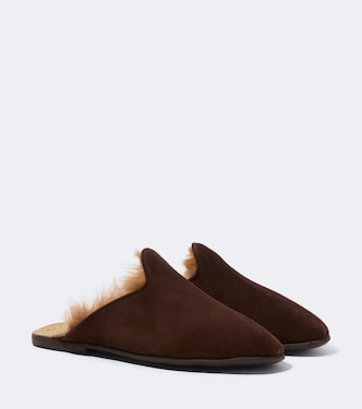 Shearling-lined suede mules | Sabah