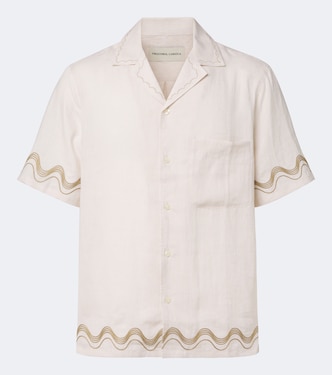 Alves embroidered linen bowling shirt | Frescobol Carioca