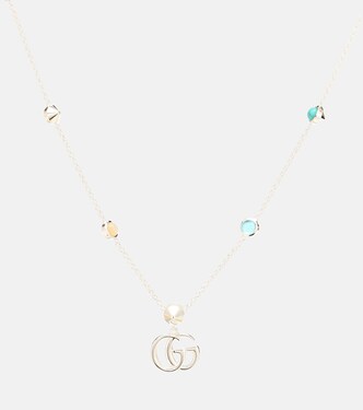 Double G mother-of-pearl and topaz-embellished sterling silver necklace | Gucci