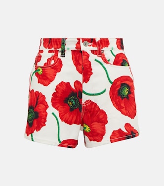 Floral high-rise cotton denim shorts | Kenzo