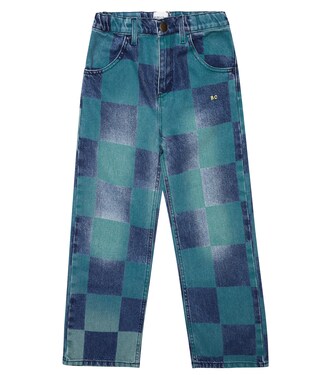 Checkerboard cotton denim pants | Bobo Choses