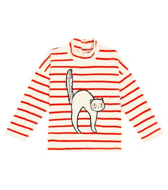 Appliqué striped cotton velour sweatshirt | Mini Rodini