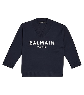 Logo cotton and wool sweater | Balmain Kids