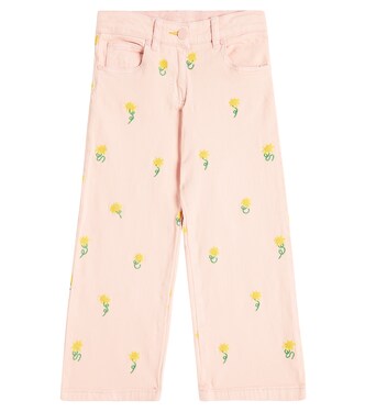 Sunflower embroidered cotton pants | Stella McCartney Kids