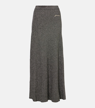 Ribbed-knit lamé maxi skirt | Ganni