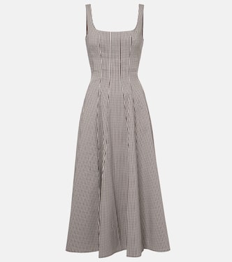 Robe midi Wells à carreaux | Staud