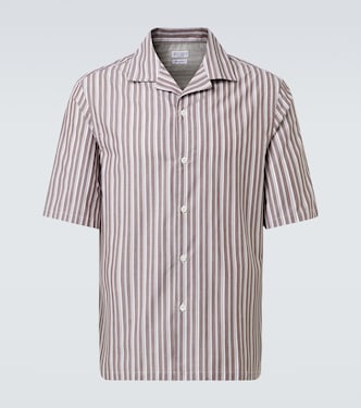 Striped cotton bowling shirt | Brunello Cucinelli